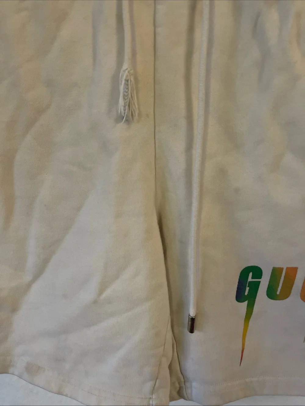Gucci Cream Multicolor Logo Athletic Shorts